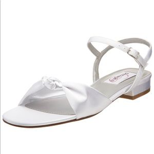 Flower Girl- Dyeables White Satin Flat Sandals